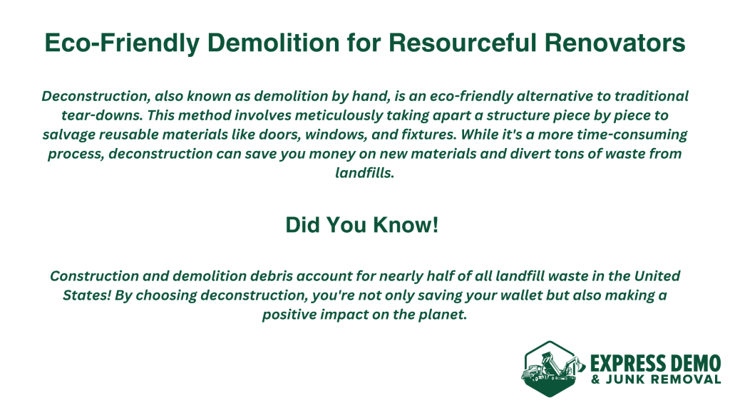 Deconstruct Eco-Friendly Demolition for Resourceful Renovators which affecst the cost to demolish a house